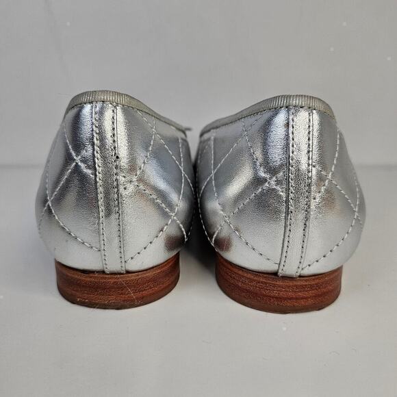 Chanel Silver Quilted Leather Ballet Flats US 8 / EU 38 - Picture 5 of 8